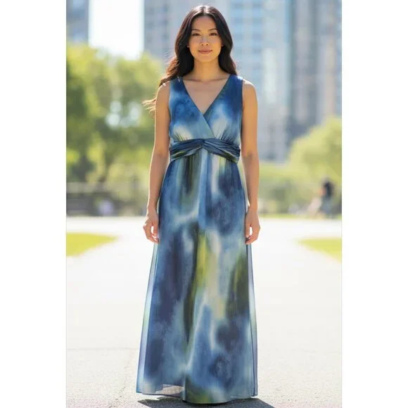 white christmas dresses Ava Presley 40116 Tie-Dye Chiffon Gown with Rhinestones main image 0